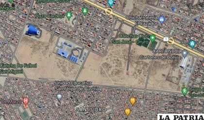 Sector de los predios del parque industrial de Vinto /GOOGLE MAPS
