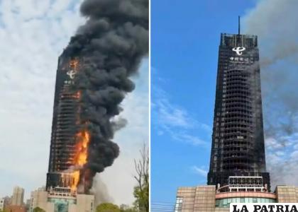 Incendio de edifico de 20 pisos en China /RR.SS.