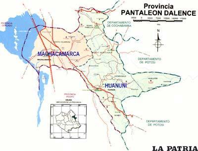 La provincia Pantaleón Dalence tiene una extensión territorial de 967 kilómetros cuadrados, limita al Norte con la provincia Cercado, al Sur la provincia Poopó, al Este con el departamento de Cochabamba y Potosí y al Oeste la provincia Saucarí del departamento de Oruro.