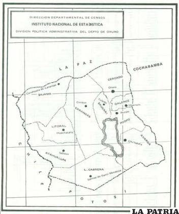 Mapa de Oruro que en otrora fue utilizado por el INE
