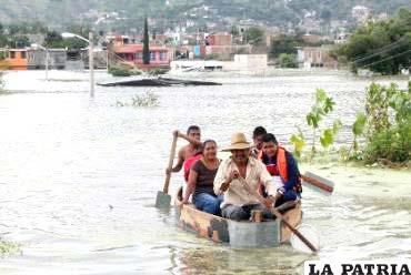 Una calle afectada por las lluvias en México