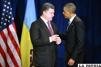 Presidente ucraniano, Petró Poroshenko, y de Estados Unidos, Barack Obama