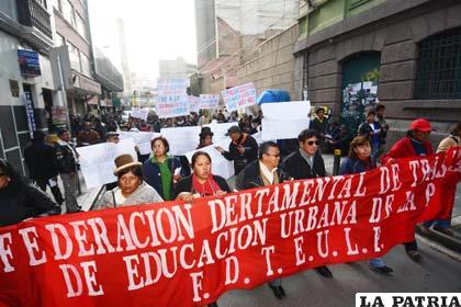 Movilización del Magisterio Urbano de La Paz