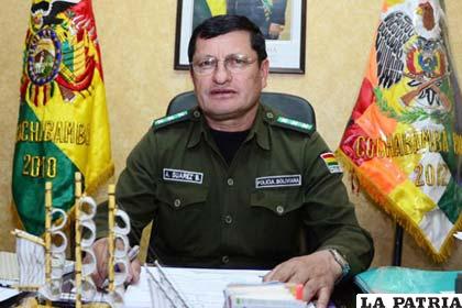 Comandante departamental de Policía de Cochabamba, coronel Alberto Suárez