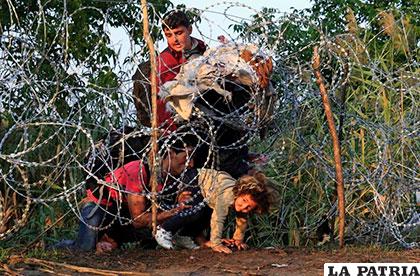 Refugiados sirios cruzan una alambrada para entrar en Hungría /blogs.elconfidencial.com