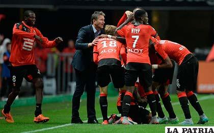 El festejo de los integrantes de Lille por el empate ante el Rennes /sport.es