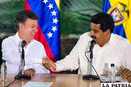 Juan Manuel Santos y Nicolás Maduro /hoy.com.py