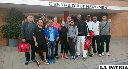 Entrenadores de triatlón de distintos países, entre ellos Echenique