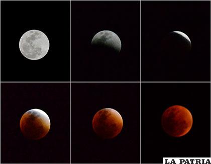 Las fases del eclipse que se vieron anoche desde la ciudad de Oruro