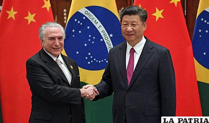 Presidentes de Brasil y China, Michel Temer y Xi Jinping