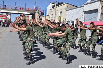 Conscriptos del Ejército, durante la actividad que cumplieron
