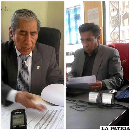 Concejal secretario José Rojas (Izq) y Sebastián López, ejecutivo de los trabajadores ediles (der)