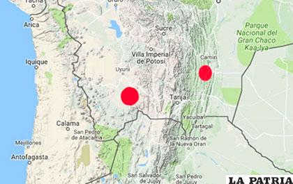 Mapa de ubicación de las zonas que fueron epicentros de ambos sismos /ANF