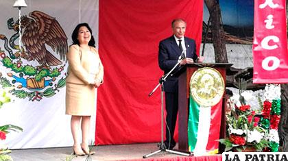Guadalupe Paloqueme, vicecanciller saliente durante los festejos de la Embajada de México /Min. Relaciones Exteriores