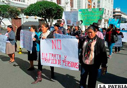 Manifestación contra la Trata y tráfico de Personas