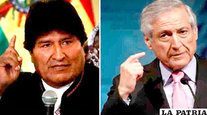 Presidente Evo Morales y canciller chileno Heraldo Muñoz /ANF