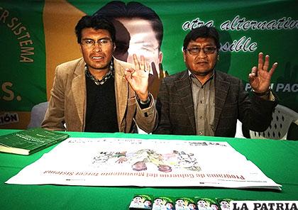 Los representantes en Oruro del partido político de Feliz Patzi