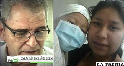 A la izquierda el médico que operó a Sebastián, quien aparece junto a su madre /Kandire.bo