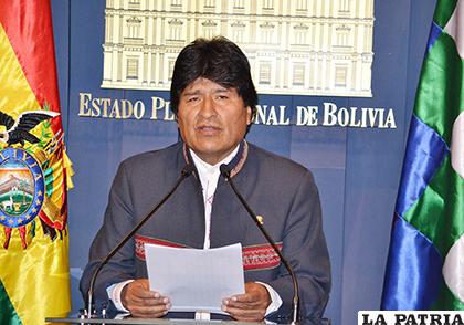 Evo Morales en una declaración de prensa/ Radio Fides