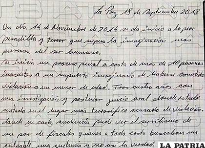 La carta que Jhiery Fernández escribió en la cárcel /Urgentebo