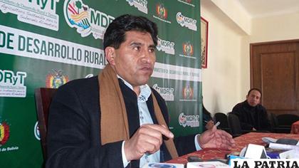 El ministro de Desarrollo Rural y Tierras, César Cocarico/ La Voz de Tarija