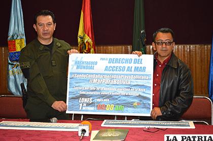 Comandante Departamental de la Policía, coronel Rommel Raña, junto al delegado defensorial, José León /LA PATRIA