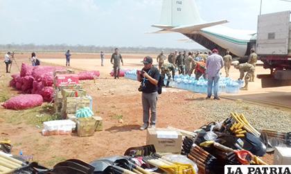 El avión C-130 Hércules llegó con 20 toneladas de ayuda /LA VOZ DE TARIJA