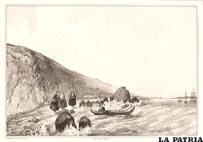 Indios Changos en Cobija  / D´ORBIGNY, Alcide: Voyage dans l´Amérique Méridionale, Chez Pitois-Levrault et C. Libraires- ?diteurs, Paris, 1844, Vol. 3
