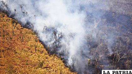 Foto aérea del incendio en Charagua /AFP