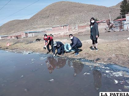 A pesar de no tener insumos, voluntarios sacaron basura del lago /VOLUNTARIOS
