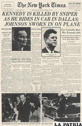 Portada del New York Times, con la noticia del asesinato de John F. Kennedy