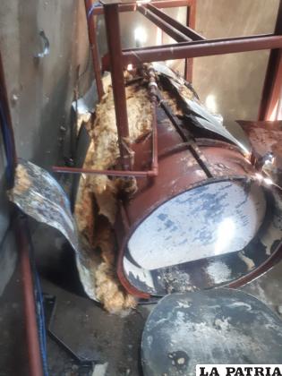 Así quedó el caldero del sauna /Policía
