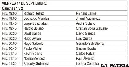 VIERNES 17 DE SEPTIEMBRE