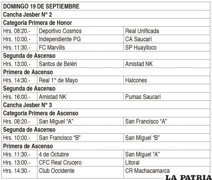 DOMINGO 19 DE SEPTIEMBRE