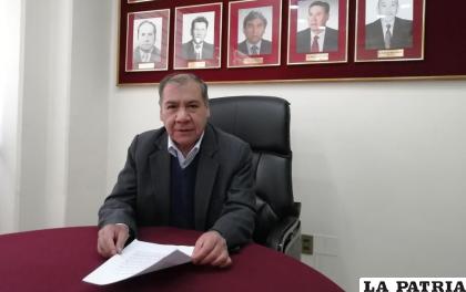 El presidente de la Cámara de Comercio de Oruro, Hernán Peláez /LA PATRIA