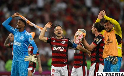 Los jugadores de Flamengo celebran la clasificación a la final 
/conmebol.com
