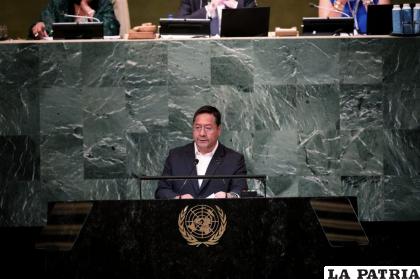 El Presidente Luis Arce durante su participación en las Naciones Unidas /TWITTER LAC