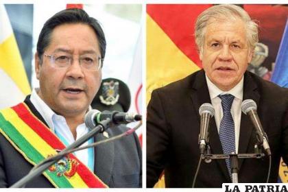 El Presidente de Bolivia, Luis Arce, y el Secretario General de la OEA, Luis Almagro /Archivo El Deber