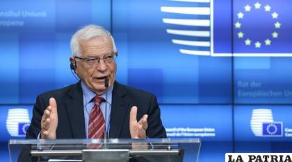 El jefe de política exterior de la UE, Josep Borrell, habla en una conferencia de prensa /EFE