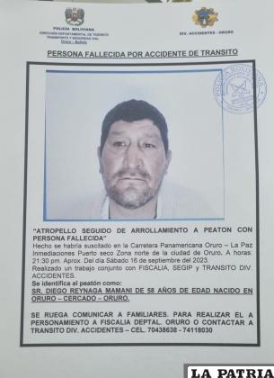 Se tiene la identidad de la persona que perdió la vida en el incidente vial /LA PATRIA