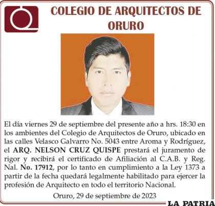 ARQ. NELSON CRUZ QUISPE