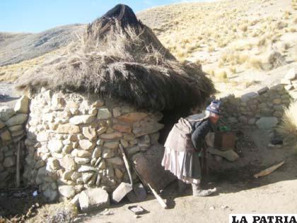 Típica vivienda en el altiplano con techo de paja