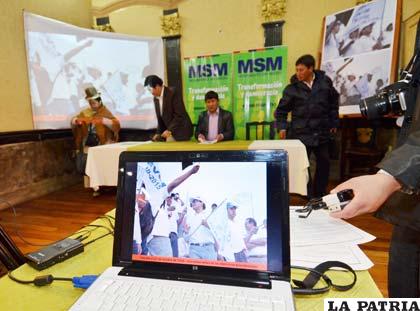 El MSM presentó fotografías donde se observa a Wilfredo Ovando, presidente del Tribunal Supremo Electoral, haciendo campaña por el MAS