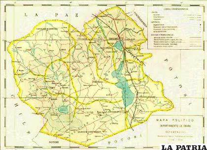 El mapa original del departamento de Oruro que el Comité Cívico hará respetar
