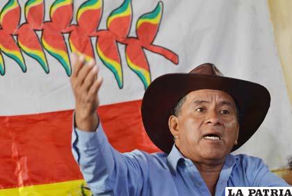 Dirigente de la Subcentral del Territorio Indígena y Parque Nacional Isiboro Sécure (Tipnis) Fernando Vargas durante la conferencia de prensa /APG