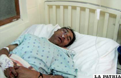 Minero cooperativista herido ayer durante el enfrentamiento en Colquiri 