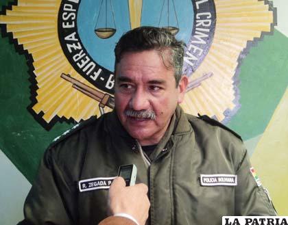 El director de la Felcc, coronel Rubén Zegada Portugal