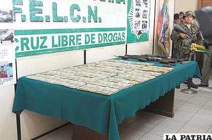 Dinero decomisado al narcotráfico por la Felcn