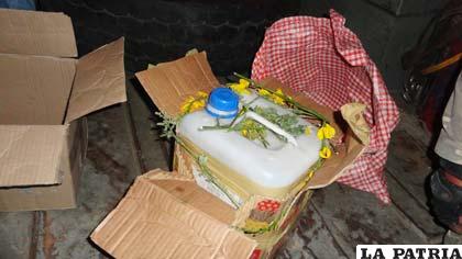 La bolsa donde se halló la encomienda con droga