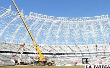 Los trabajos que se realizan en el estadio de Porto Alegre